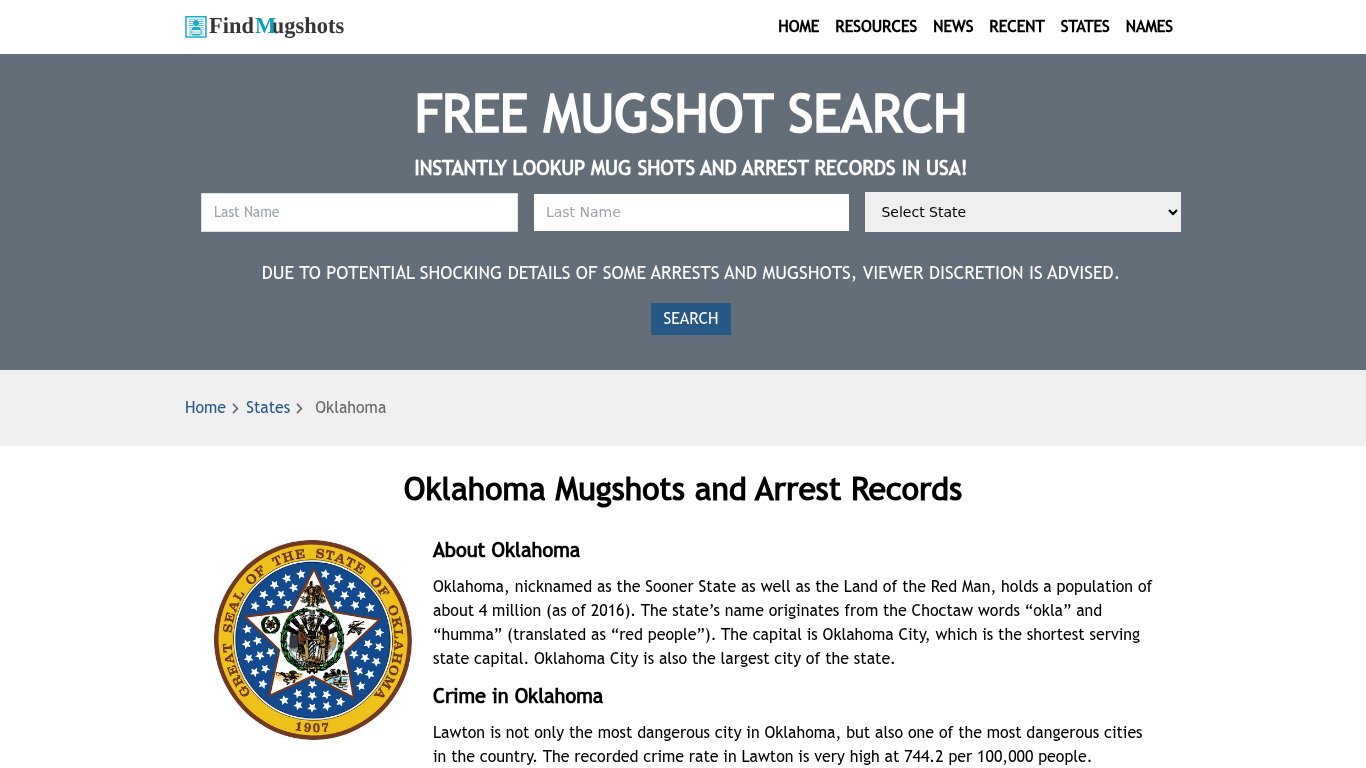 Find Oklahoma Mugshots - Find Mugshots