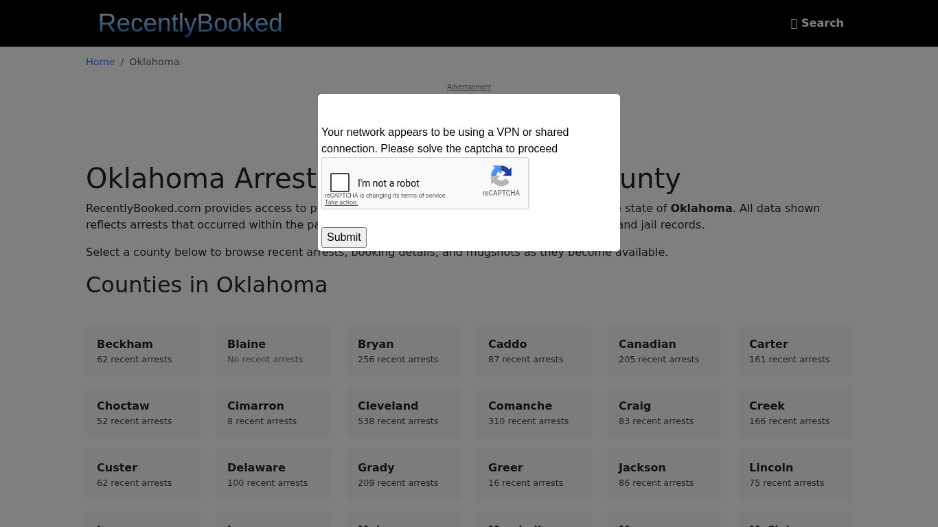 Recent bookings, Arrests, Mugshots in Oklahoma - Recently Booked